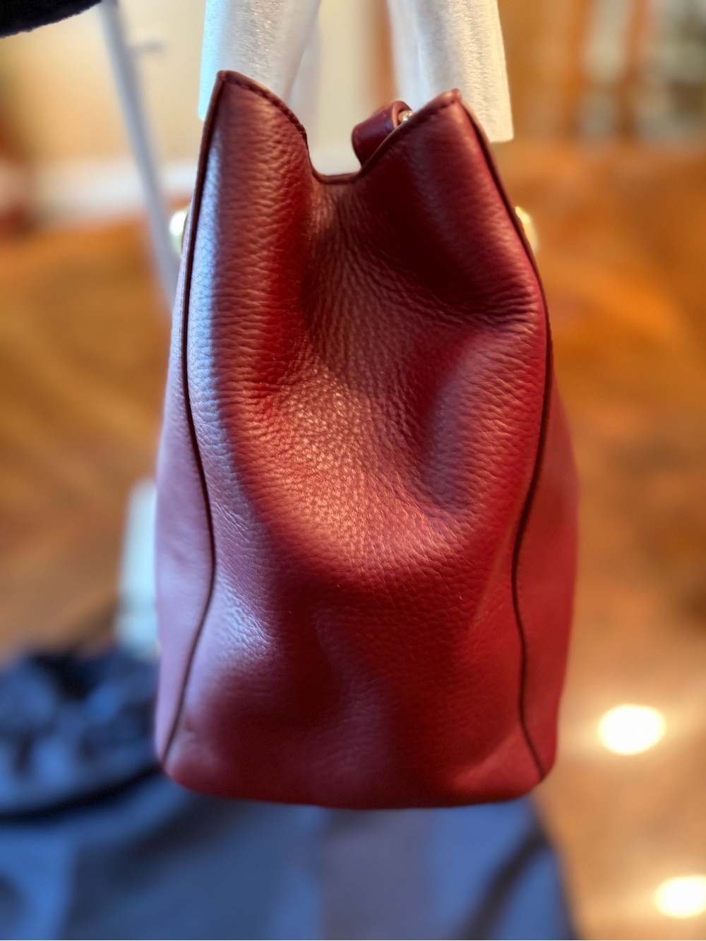NWT Cole Haan “Benson” Leather Tote with Braided Handles In Zinfandel - Picture 5 of 14